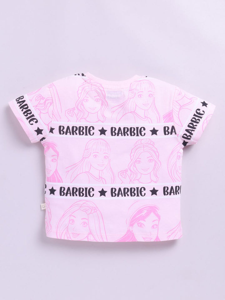 Happy Faces Girls Barbie Printed Pure Cotton T-shirt