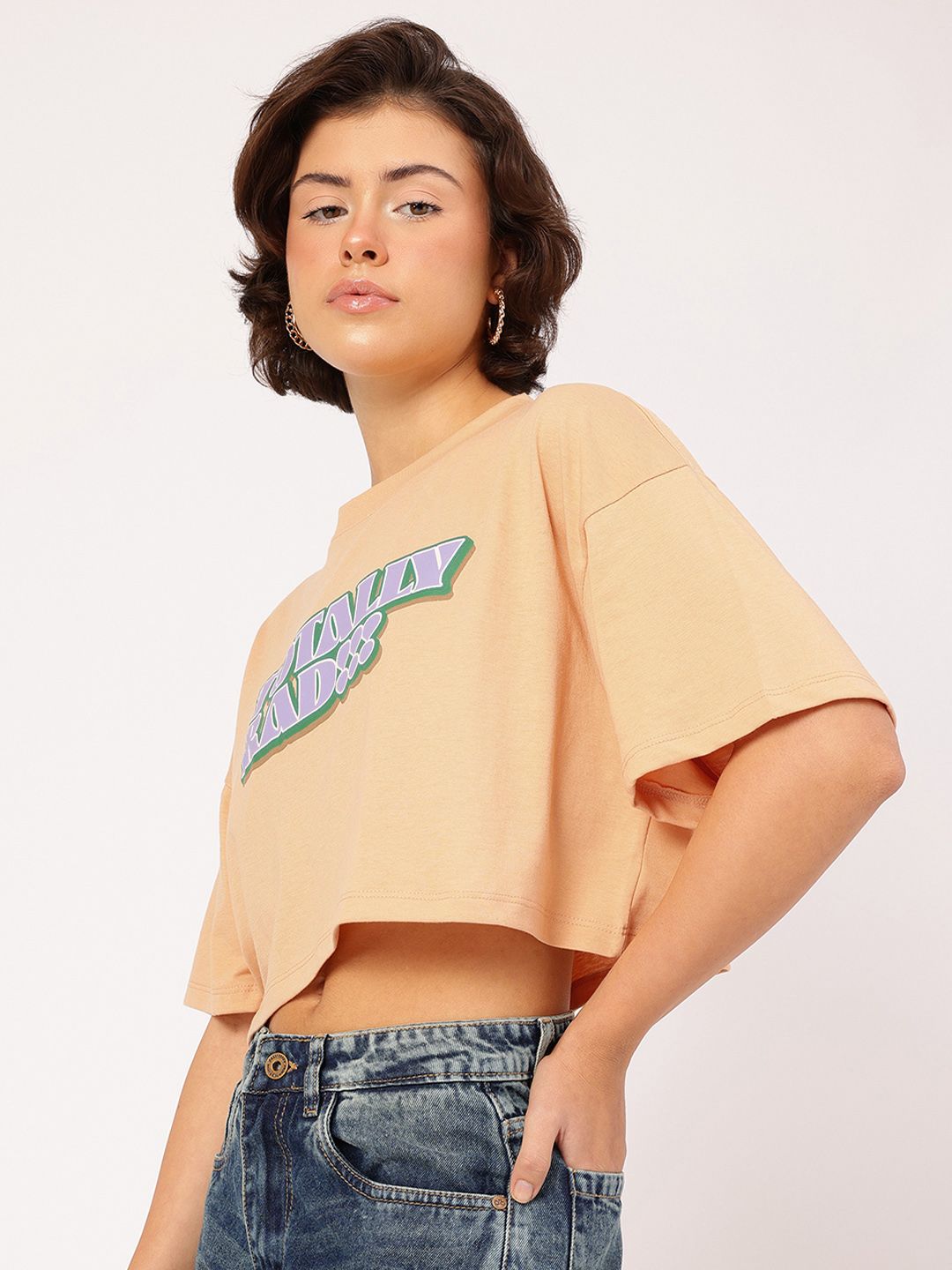 DressBerry Cool Vibes Printed Boxy Crop T-shirt