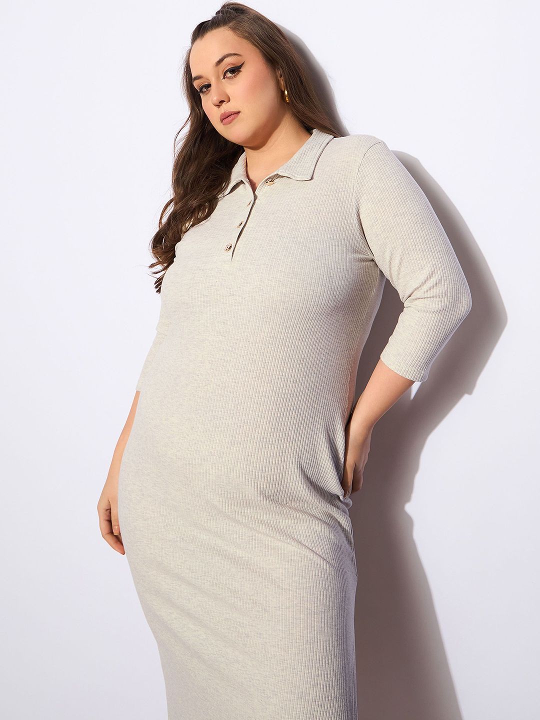 SASSAFRAS Curve Women Sheath Midi Dress