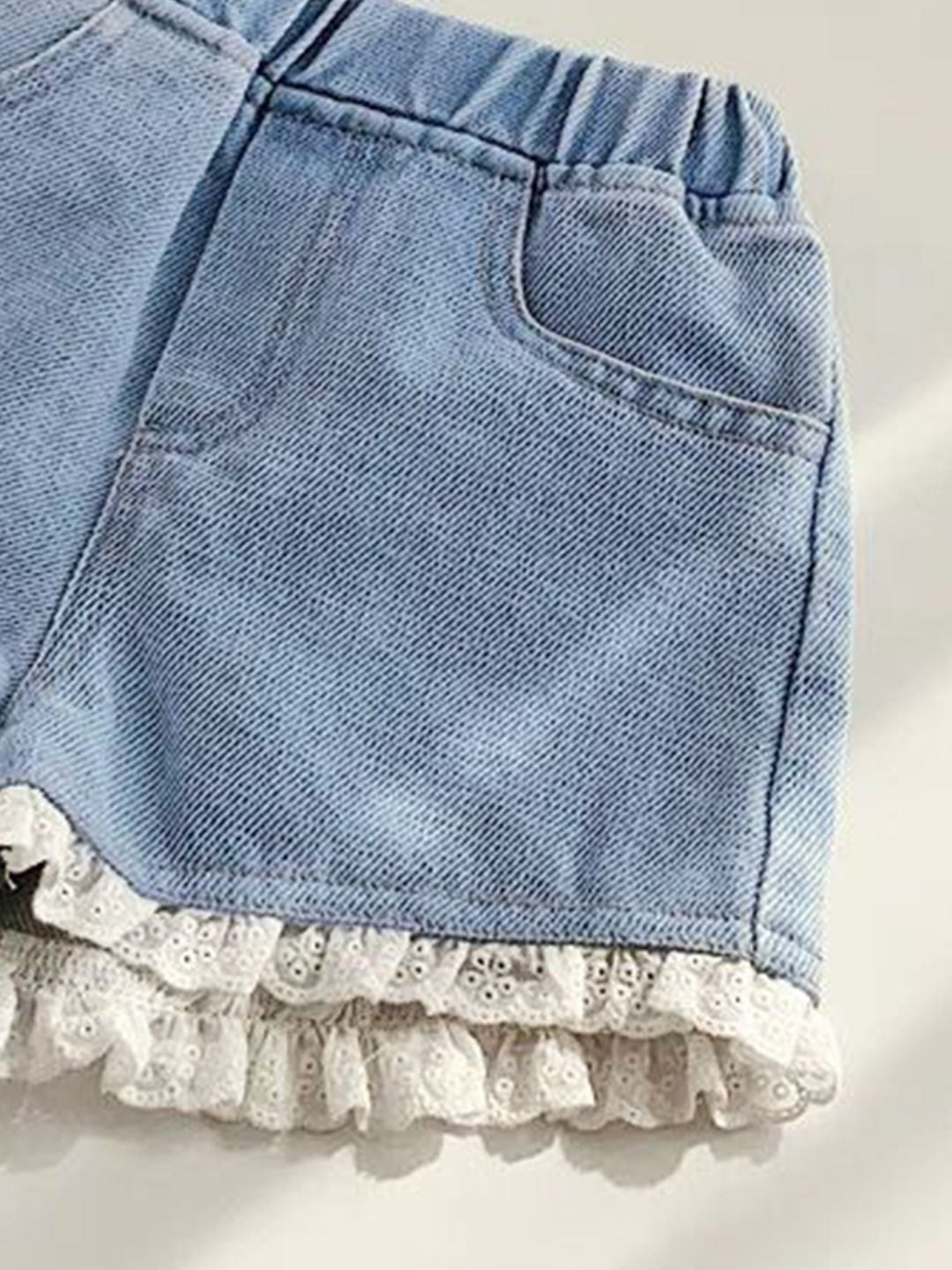 YK Girls Washed Denim Shorts Technology