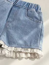 YK Girls Washed Denim Shorts Technology