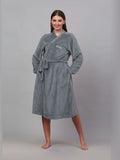 KLOTTHE Grey Woollen Bath Robe With Belt