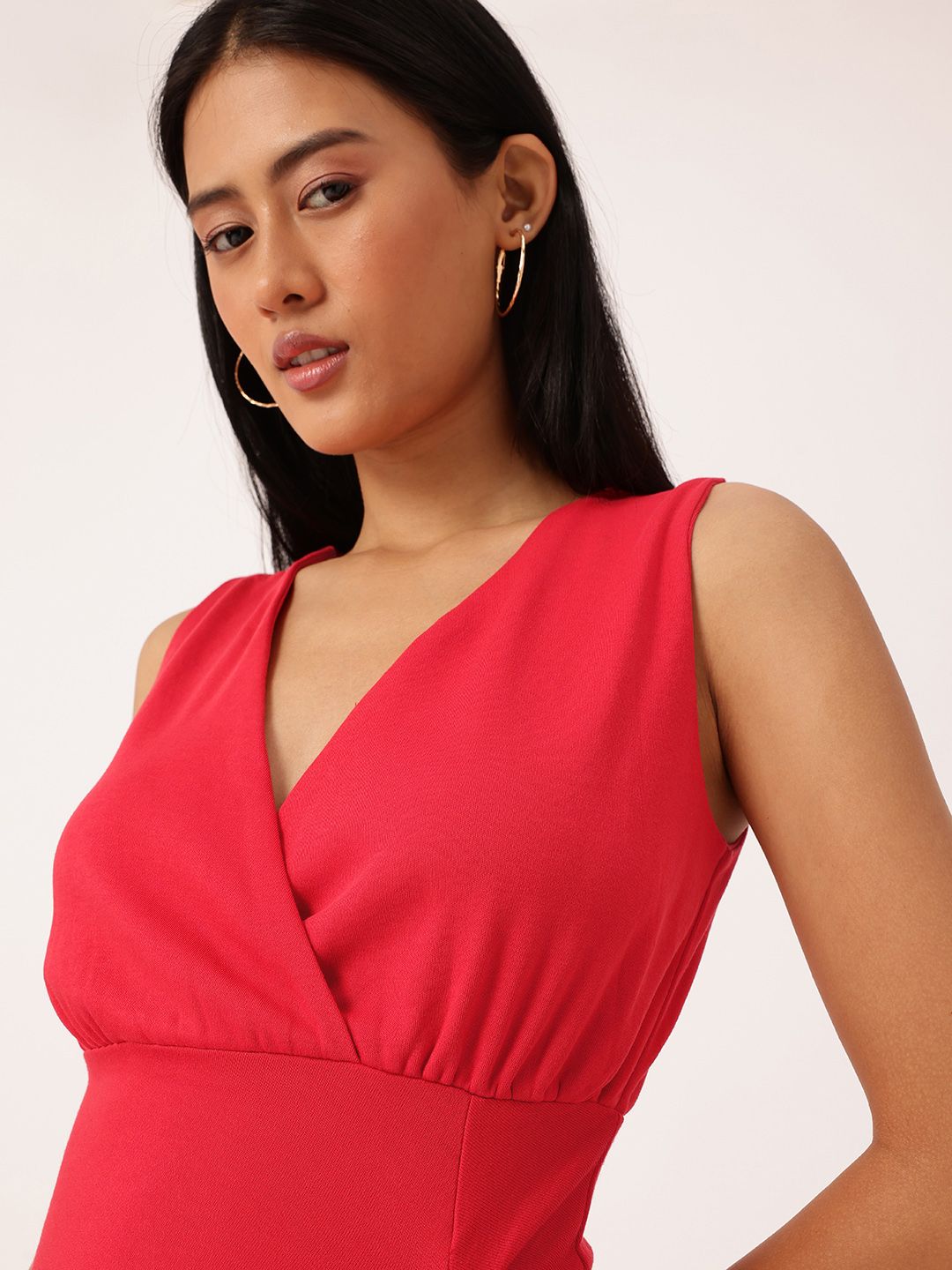 DressBerry Cherry Red Date Night Dream Ruched Maxi Dress