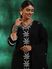 Libas Women Ethnic Motifs Embroidered Regular Thread Work Pure Cotton Kurta with Trousers & With Dupatta