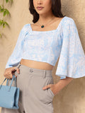 DressBerry Floral Frenzy Printed Smocked Crop Top