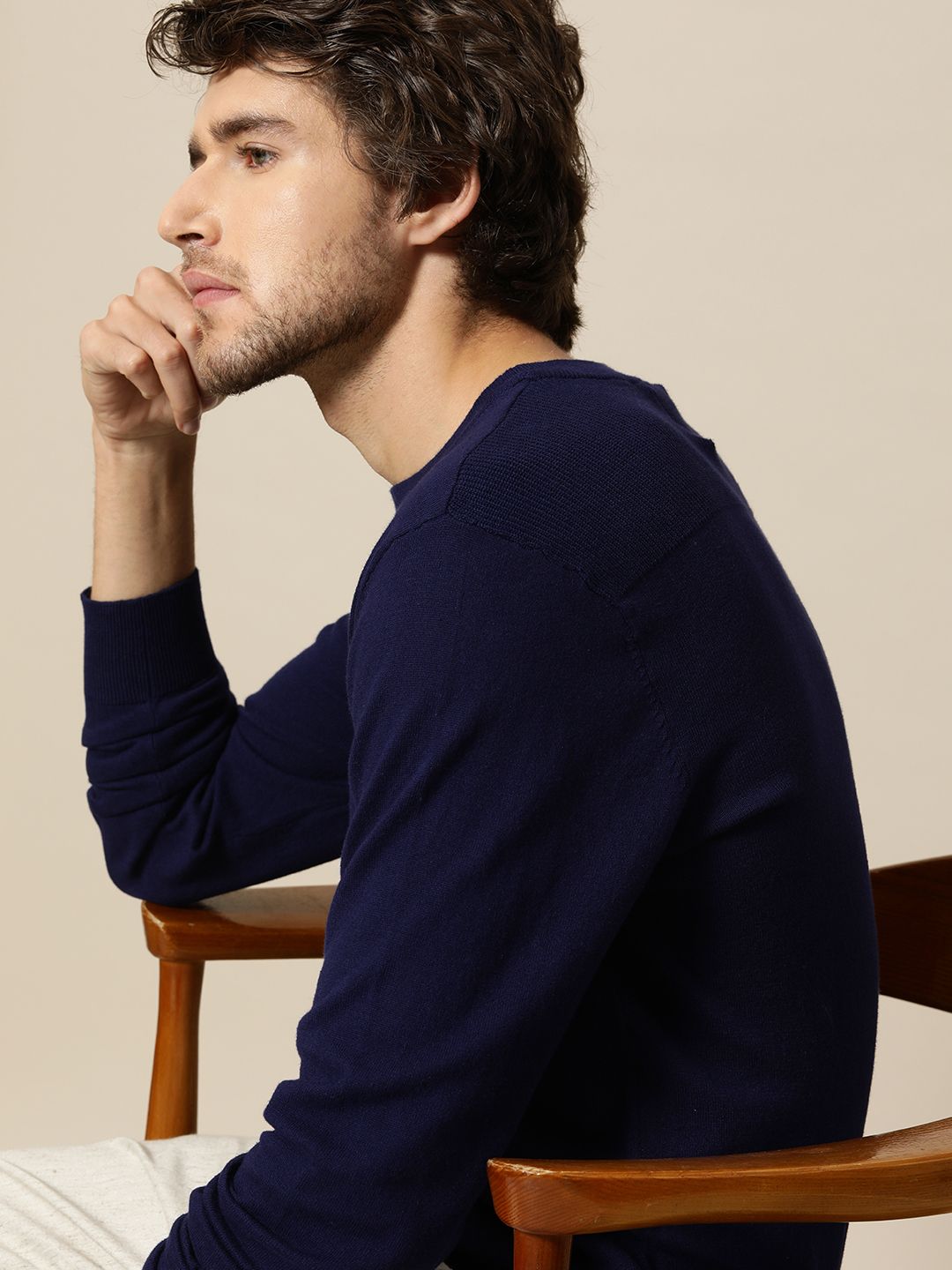 Mr Bowerbird Men Dark Blue Round Neck T-shirt