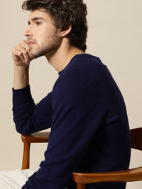 Mr Bowerbird Men Dark Blue Round Neck T-shirt