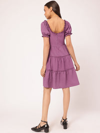 DressBerry Textured Luxe Frill Detail Tiered Dress