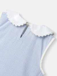 Nauti Nati Girl Cotton Peter Pan Collar Dress with Front Pockets and Cat Patches