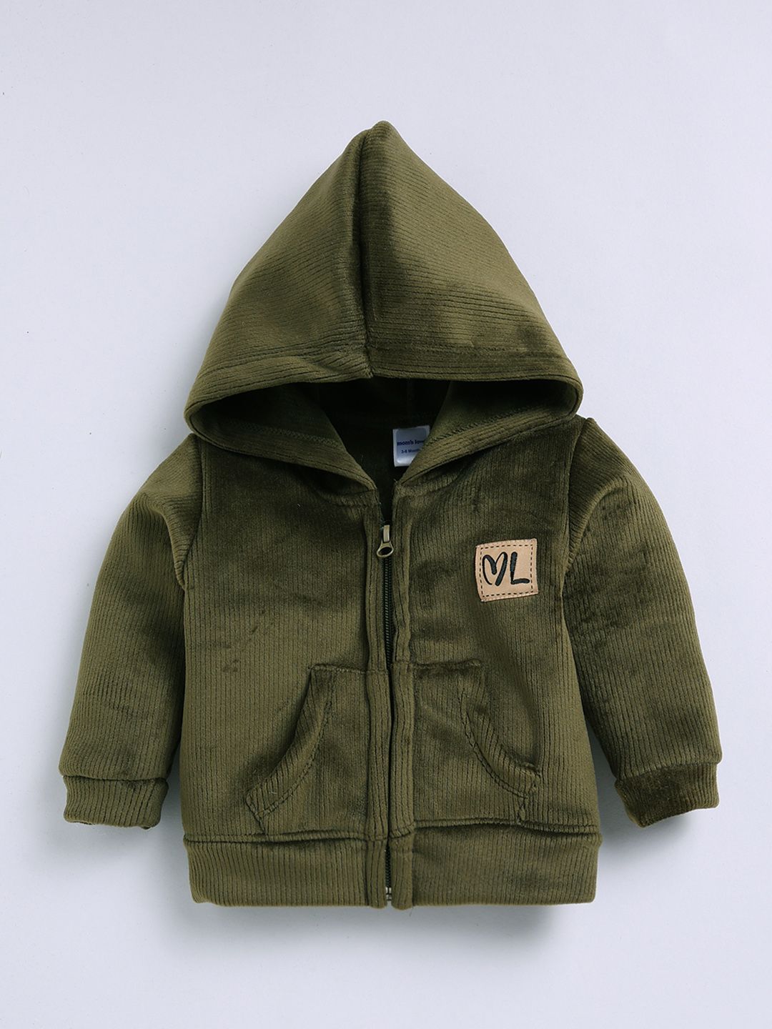 Moms Love Infant Boys Ribbed Velvet-Finish Pure Cotton Hooded Sweatshirt With Joggers