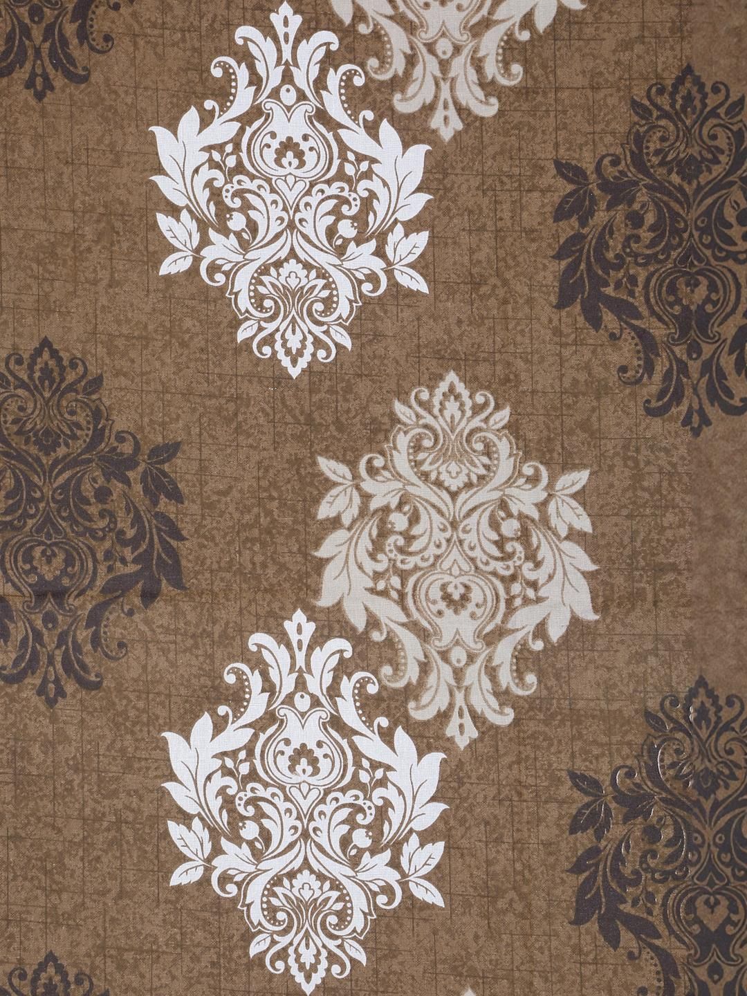 KLOTTHE Set Cadar King Coklat & Putih Bercetak Bunga 400 TC Kapas 2.50 m x 2.25 m
