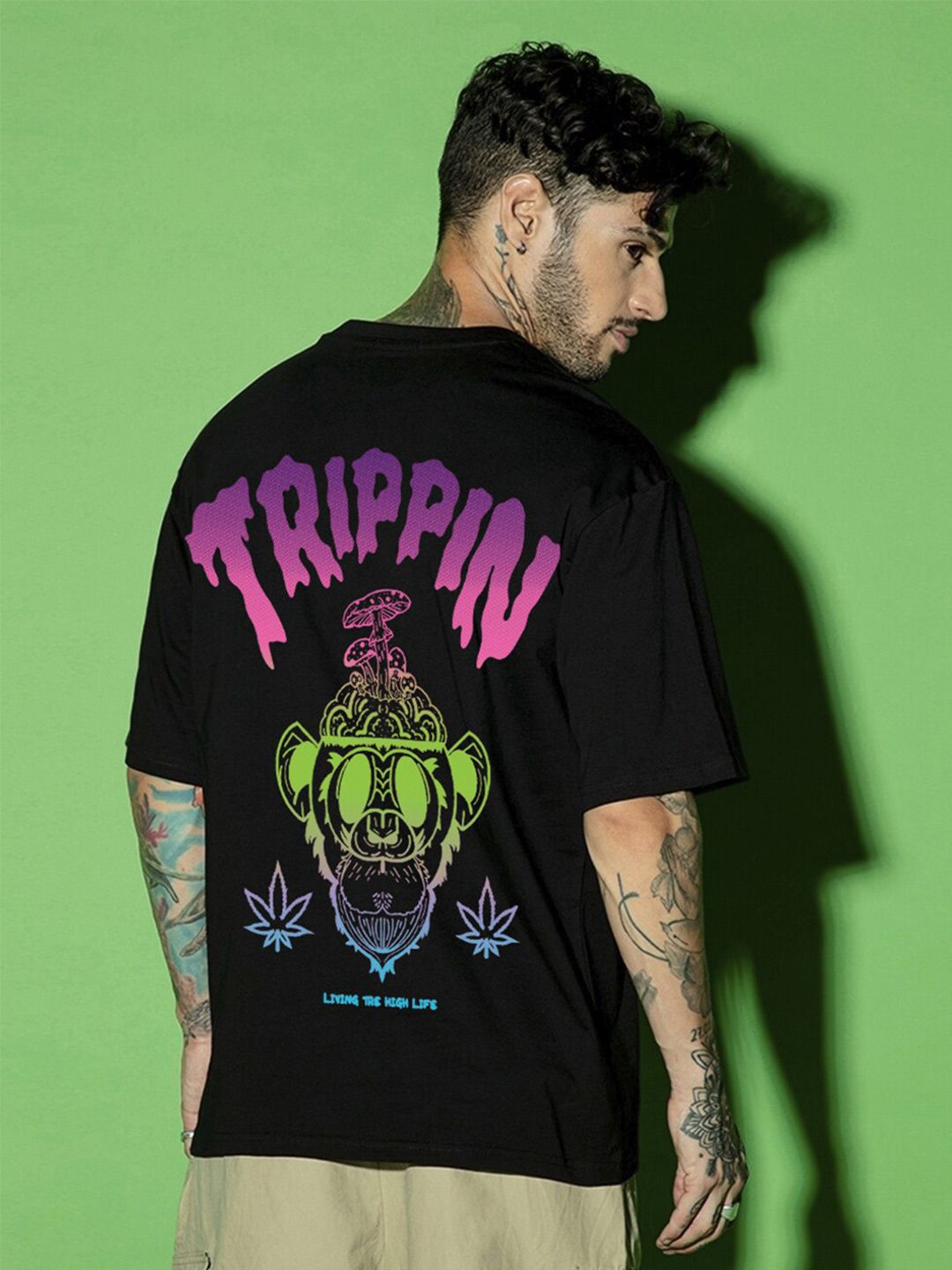 Bewakoof Typography Printed Oversized Pure Cotton T-shirt