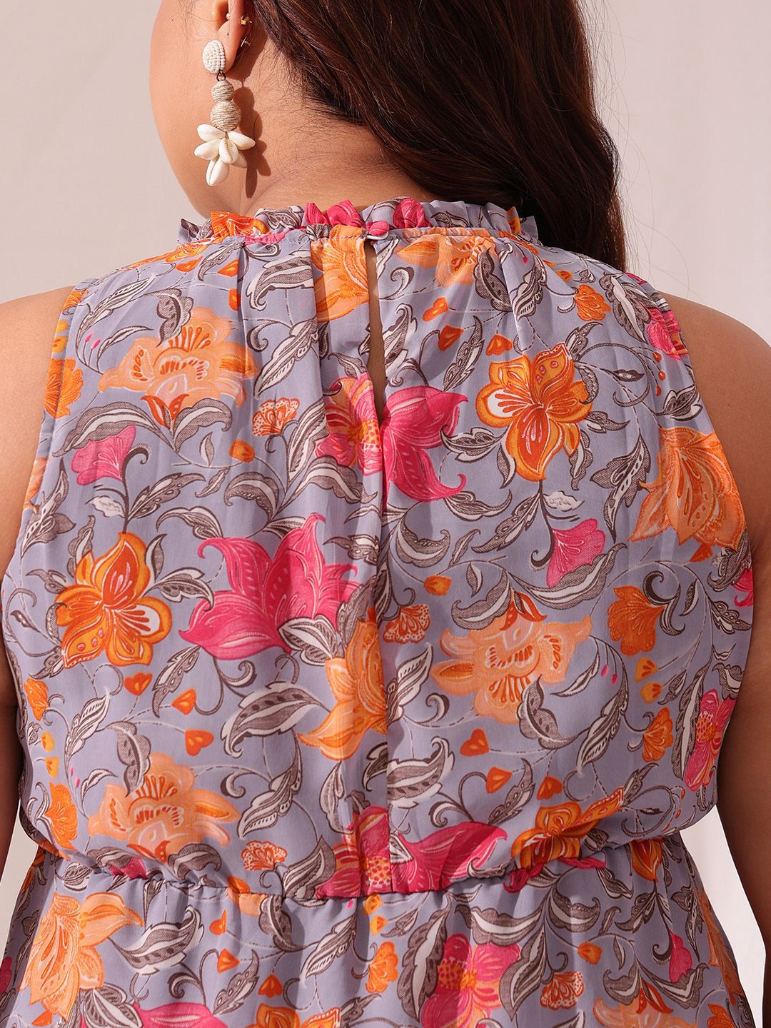 CURVY STREET Floral Printed Georgette Tiered Maxi Dress