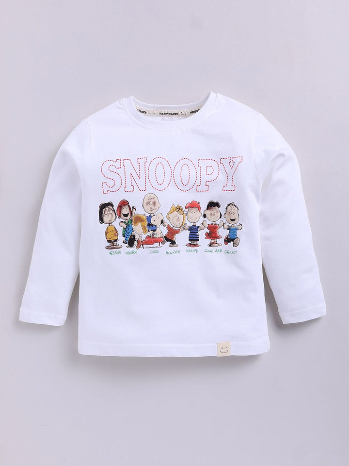 Happy Faces Boys Snoopy Printed Pure Cotton T-shirt