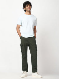 Bewakoof Men Olive Green Cargo Parachute Pants