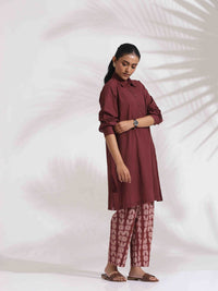 trueBrowns Shirt Collar Cotton Tunic with Trouser