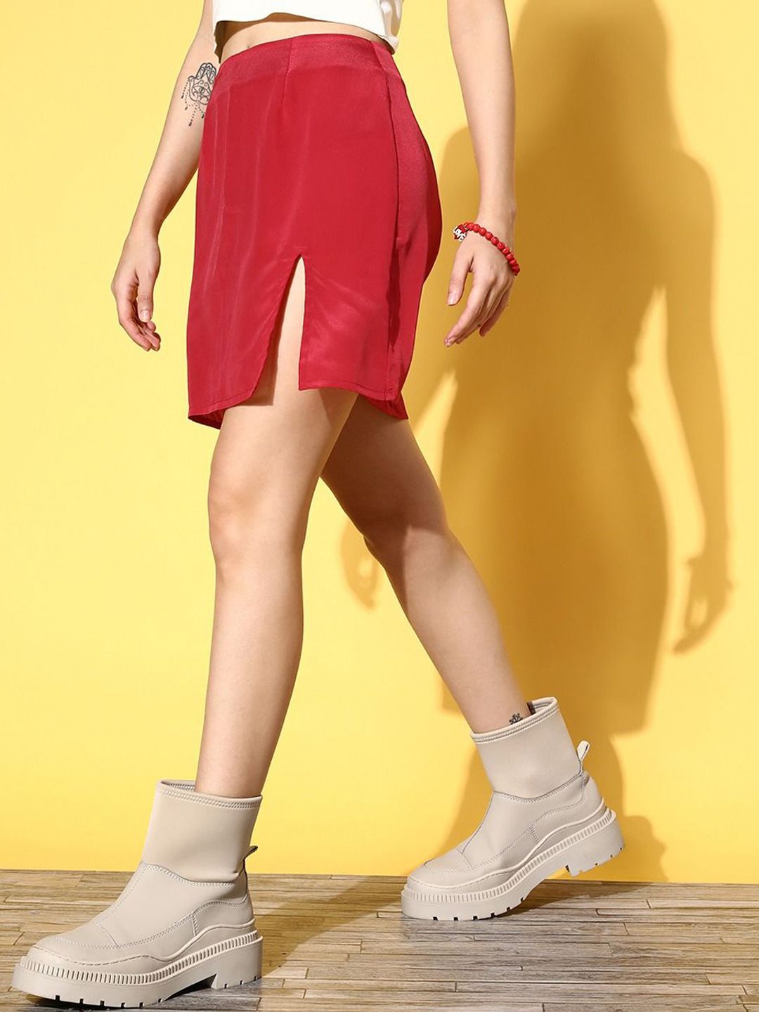 Berrylush High Rise Front Slit A-Line Mini Skirt