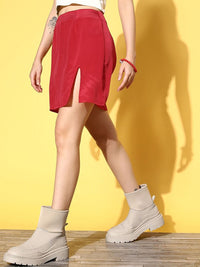 Berrylush High Rise Front Slit A-Line Mini Skirt
