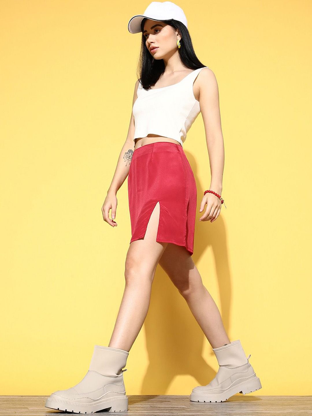 Berrylush High Rise Front Slit A-Line Mini Skirt