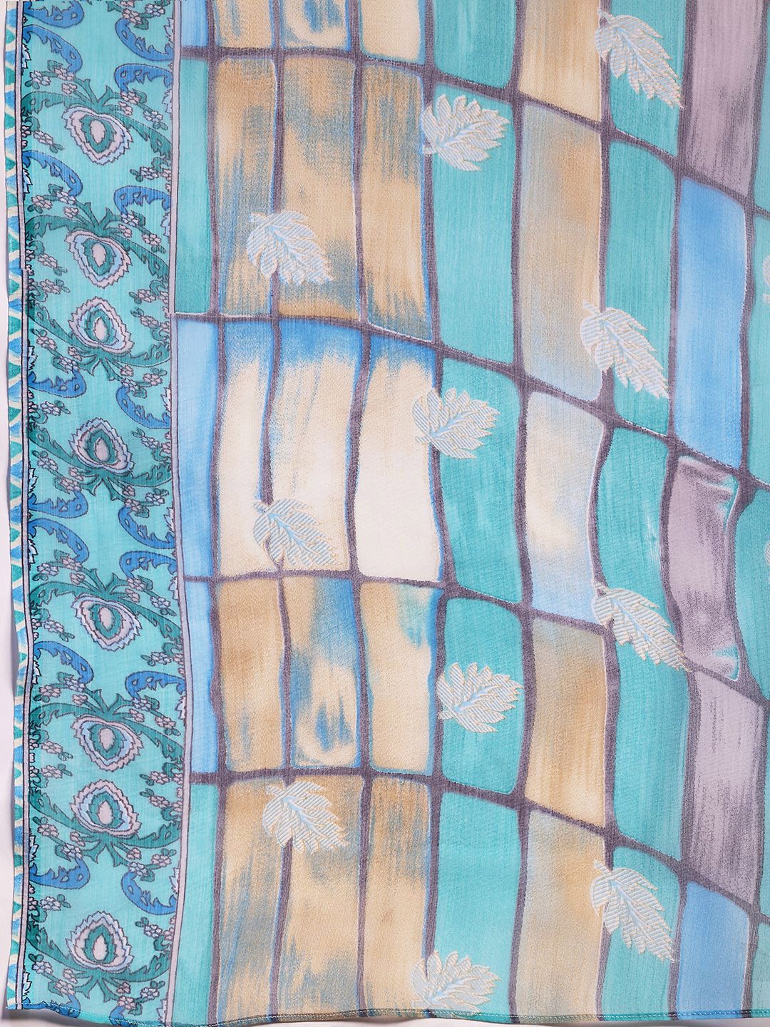 Libas Geometric Printed Sequinned Straight Kurta With Sharara & Dupatta