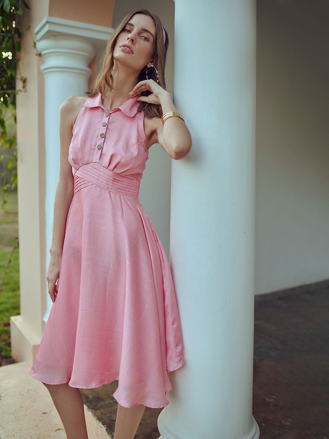 Mamicha Women Shirt Coller Fit & Flare Dress