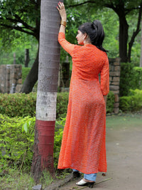 KALINI Georgette Mandarin Collar Bandhani Printed Embroidery A Line Kurta