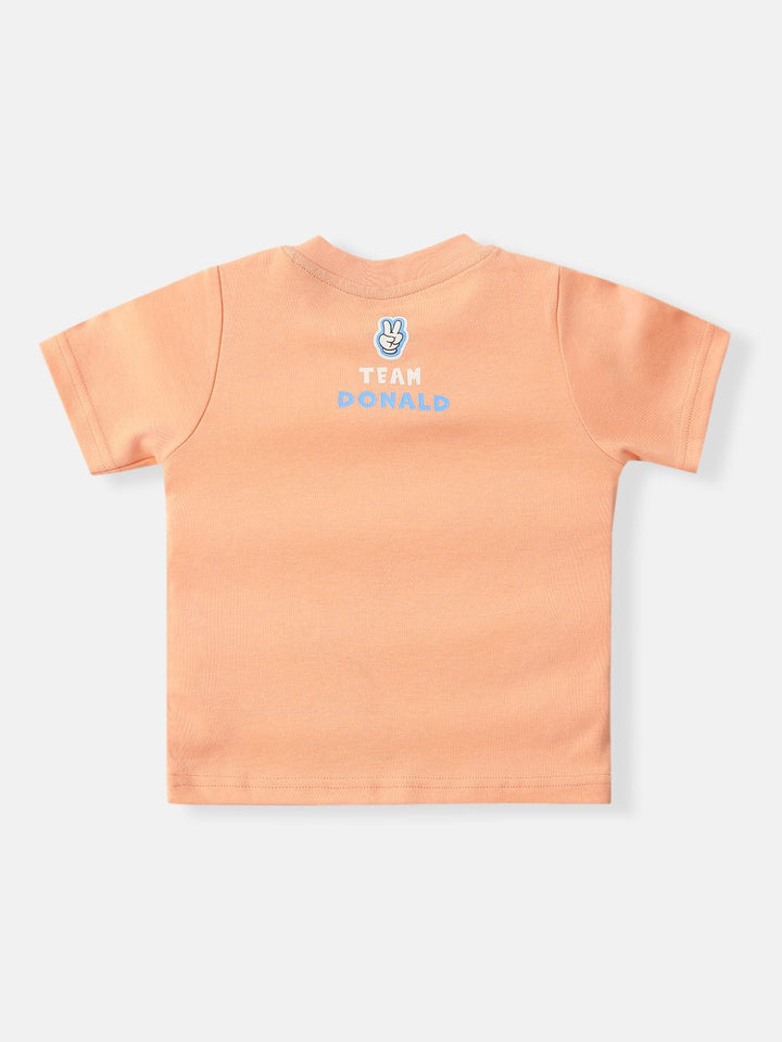 NautiNati Disney Donald Duck Baby Boys Orange Pure Cotton T Shirt