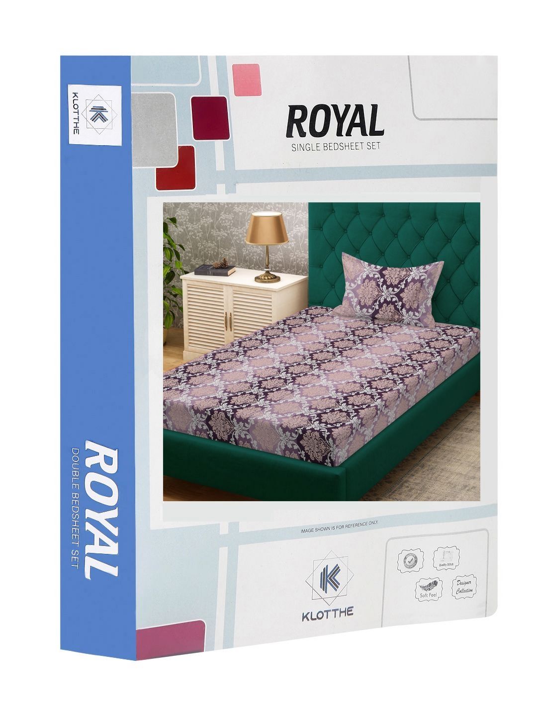 KLOTTHE Purple Floral Polycotton 300 TC Single Cadar Halus dengan Sarung Bantal-89 x 59 inci