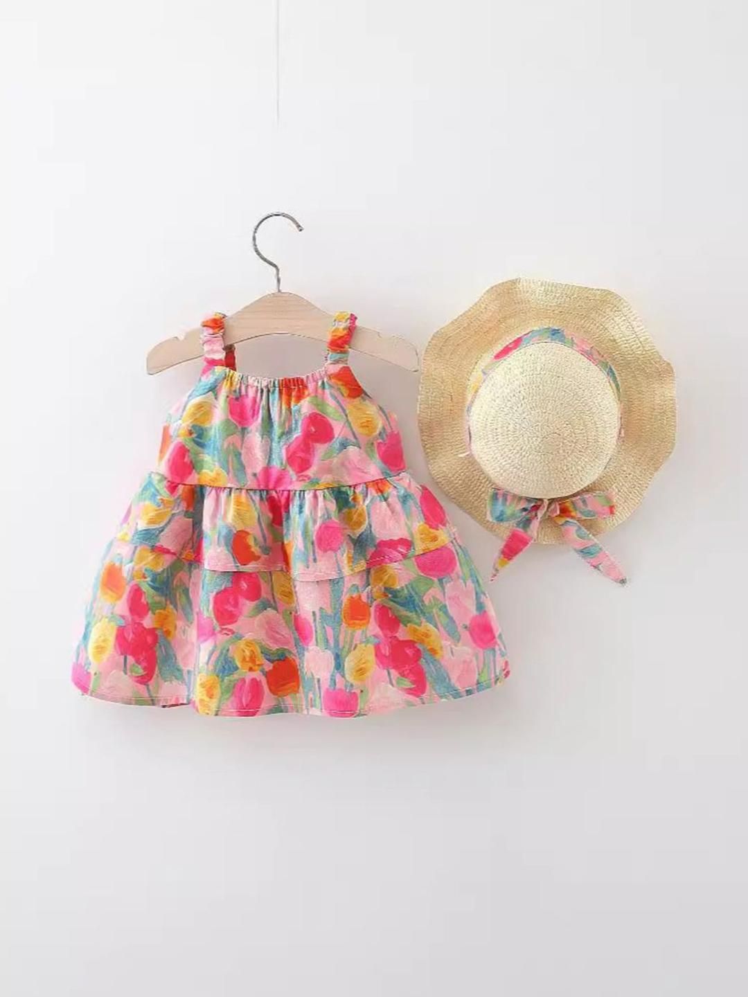 YK Floral Print Fit & Flare Dress