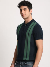 THE BEAR HOUSE Men Striped Regular Fit Cotton Polo Collar T-Shirt