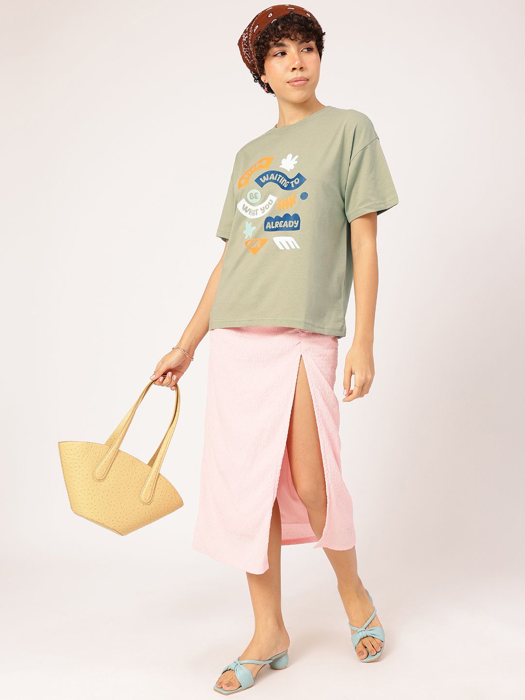 DressBerry Melancholic Chic Typo Print Relaxed Tee