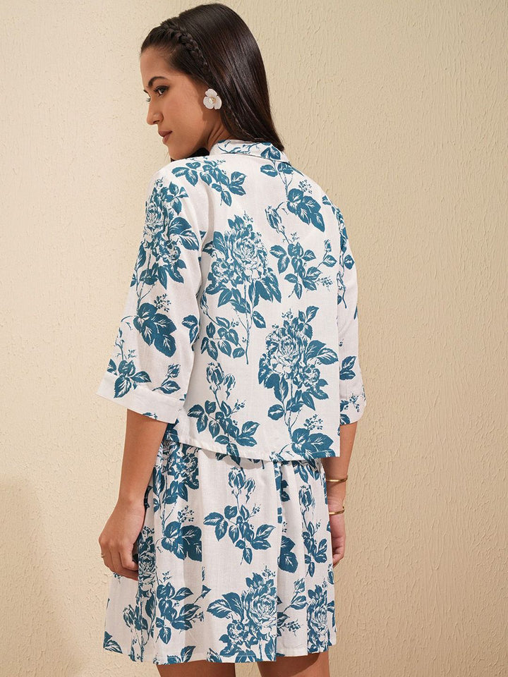 Vishudh Printed  Shirt-Neck Shirt With Skirt Co-Ords