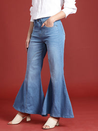 all about you Women Slim Flared Bootcut High-Rise Light Fade Stretchable Jeans
