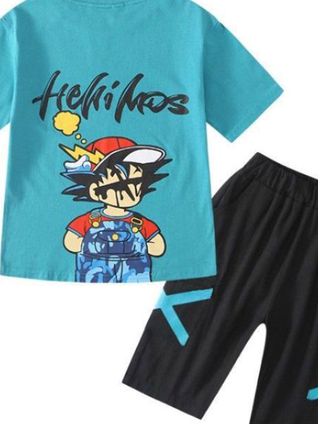 YK Boys Printed Round Neck Pure Cotton T-Shirt With Shorts