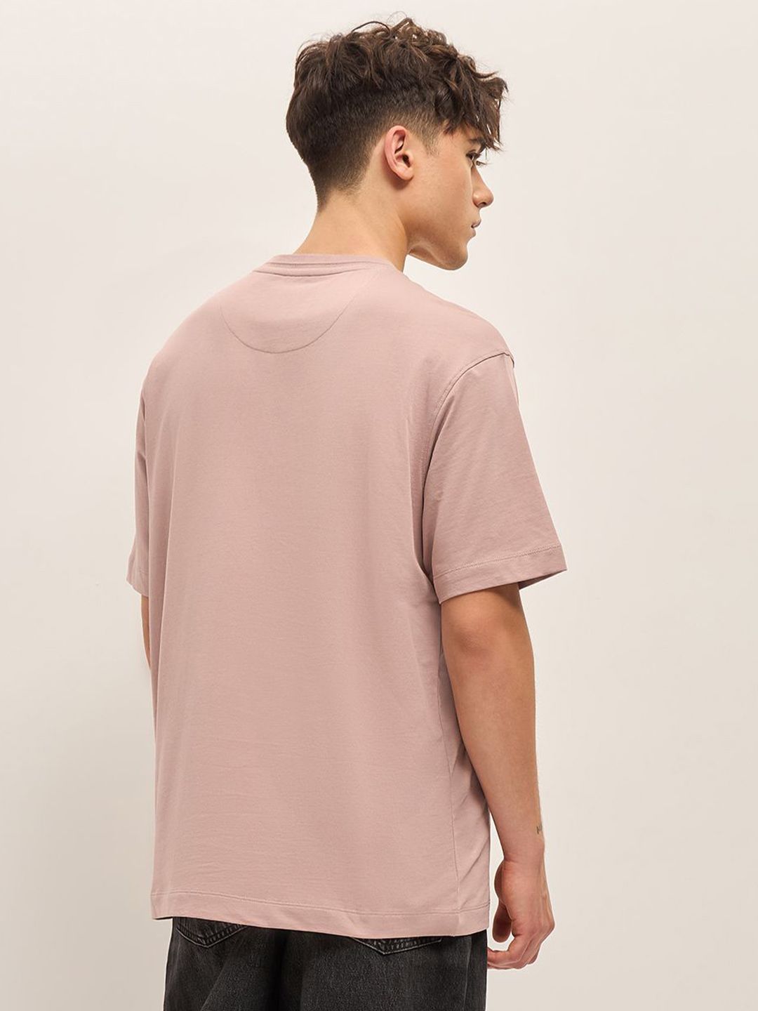 THE BEAR HOUSE Typography Printed Drop Shoulder Sleeves Pure Cotton Oversized T-shirt