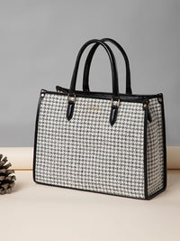 Berrylush Checked Structured Tote Bag with