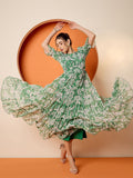 Antheaa Women Tropical Embellished Flutter Sleeve Chiffon Fit & Flare Dress
