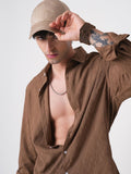 VASTRADO Men Classic Spread Collar Textured Slim Fit Casual Shirt
