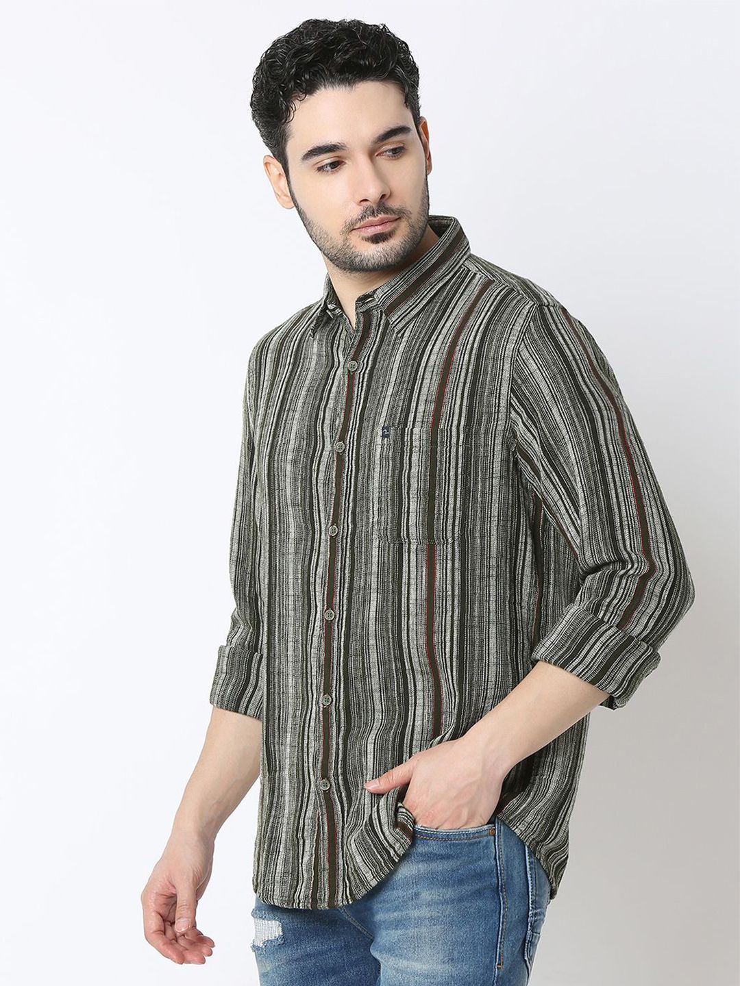 SPYKAR Men Slim Fit Opaque Striped Casual Shirt