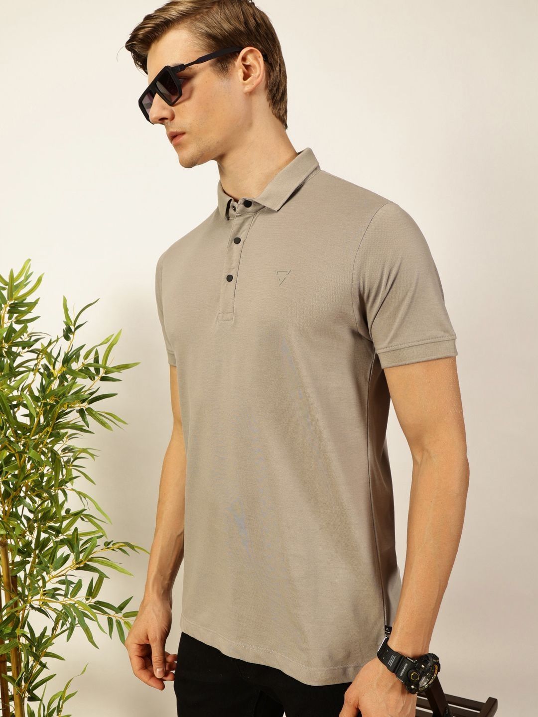 Thomas Scott Men Solid Polo Collar Cotton T-shirt