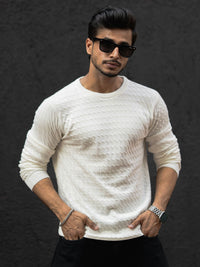 Powerlook Men Self Design Round Neck Cotton T-shirt