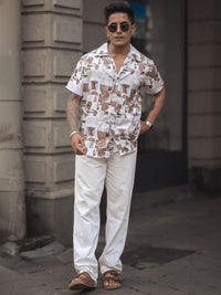 Powerlook Men Cuban Collar Graphic Printed Casual Shirt