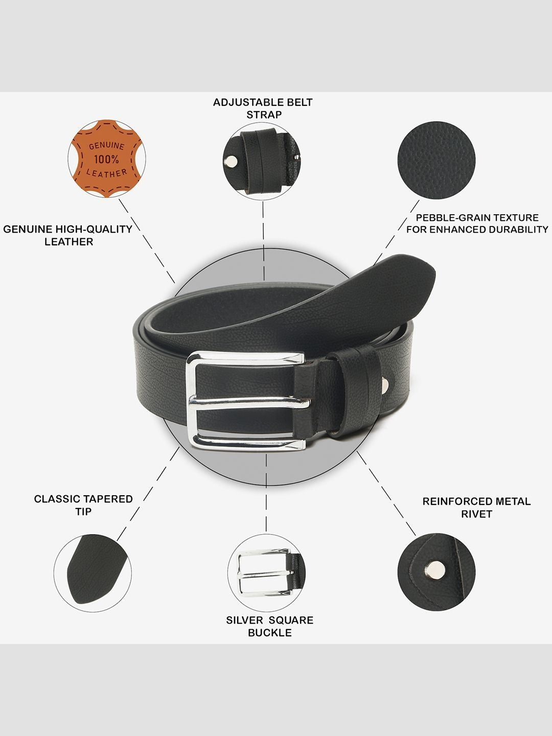 Teakwood Leathers Men Textured Leather Belt
