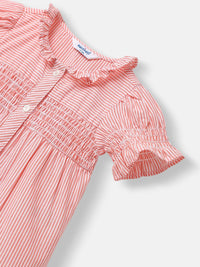 Nauti Nati Girls Striped  Ruffles Smocked Cotton Top