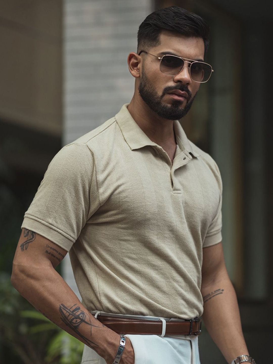 Powerlook Men Solid Polo Collar Cotton T-shirt