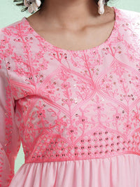 Vishudh Women Embroidered Fit and Flare Midi Dress