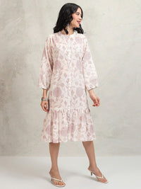 Vishudh Floral Print A-Line Midi Dress