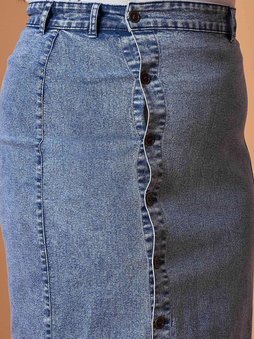 Sassafras Curve Button Side Midi Skirt