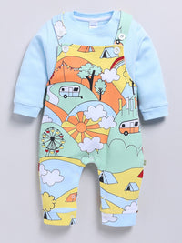 Moms Love Infant Boys Graphic Printed Cotton Dungaree & Sweatshirt