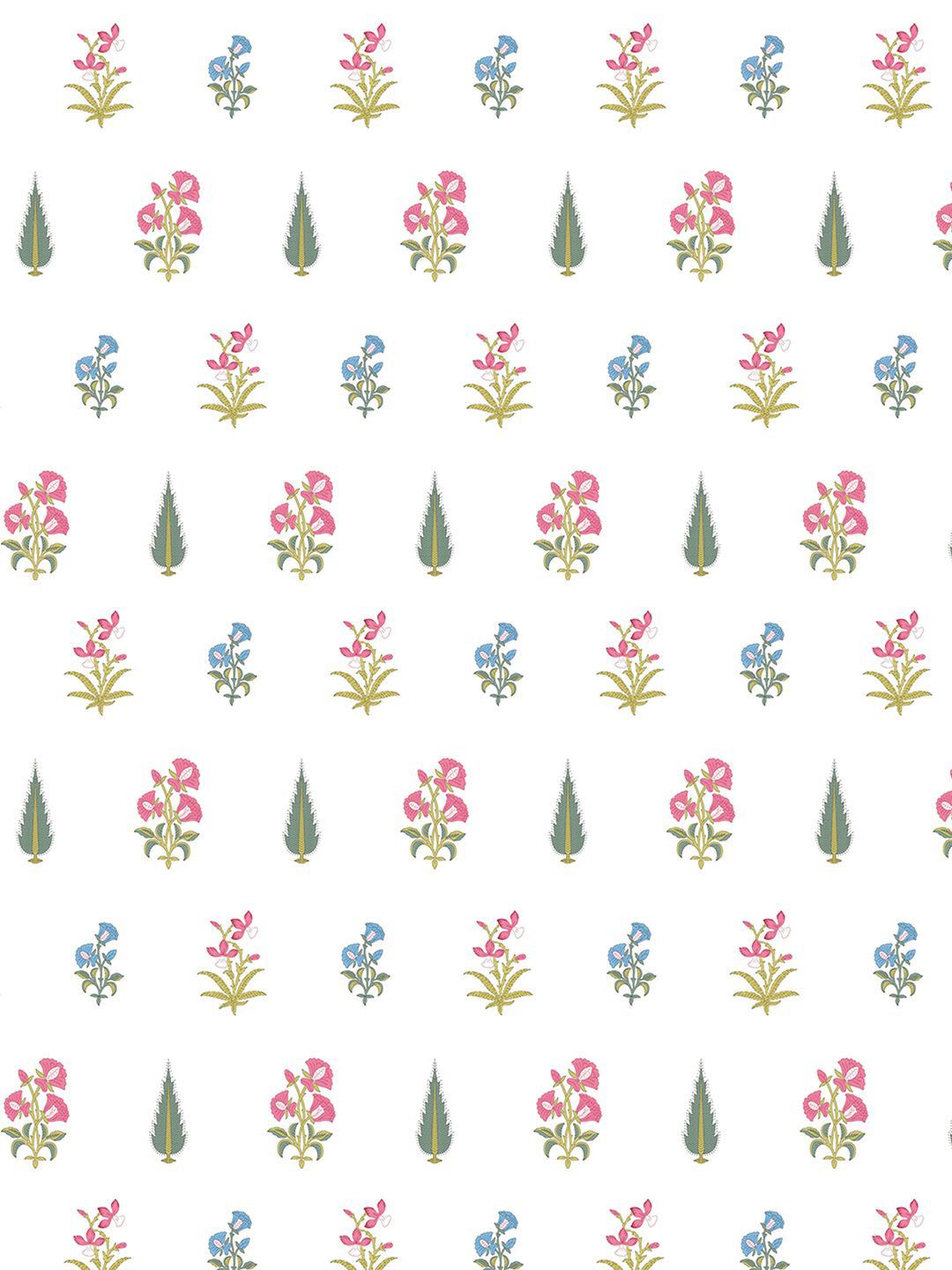 URBAN SPACE White & Red 5 Pieces Floral Printed Cotton Square Cushion Covers